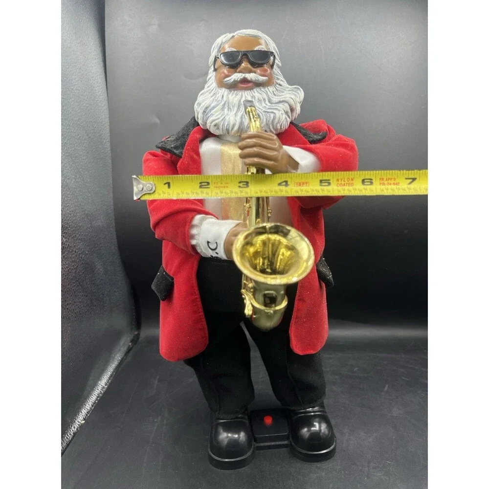 Holiday Time Black Saxophone Santa Animated 15” w/ Box Works Partial Read